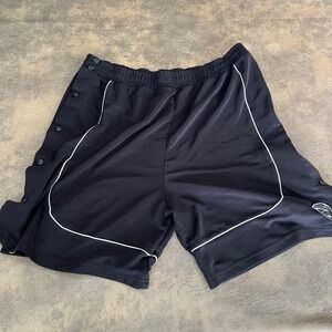 AND1 Basketball Shorts Mens XL Black Side Snap Tear Away VTG y2k Streetball
